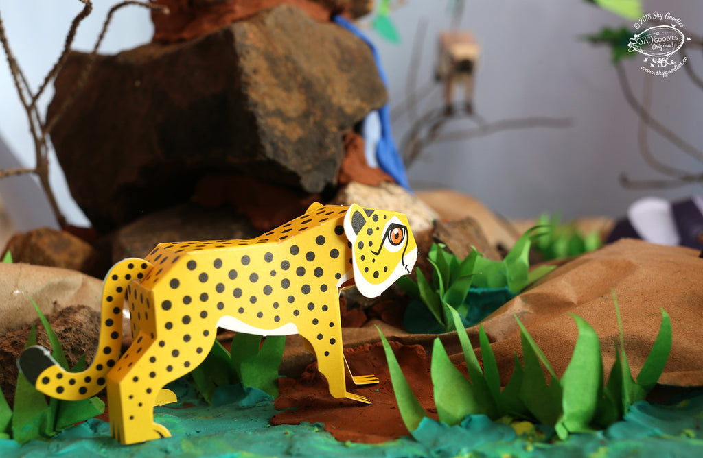 Mini Cheetah Animal Paper Craft Kit
