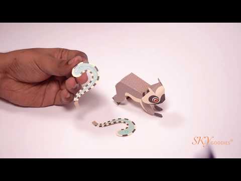 Mini Lemur DIY Animal Paper Craft Kit