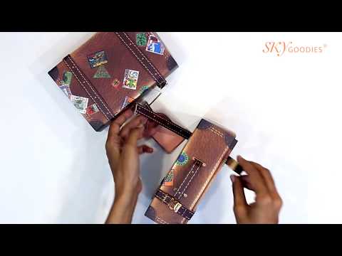 Set of 10 Brown Travel Suitcase Gift Boxes