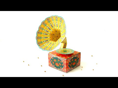 Realistic Mini Gramophone Box DIY Paper Craft Kit