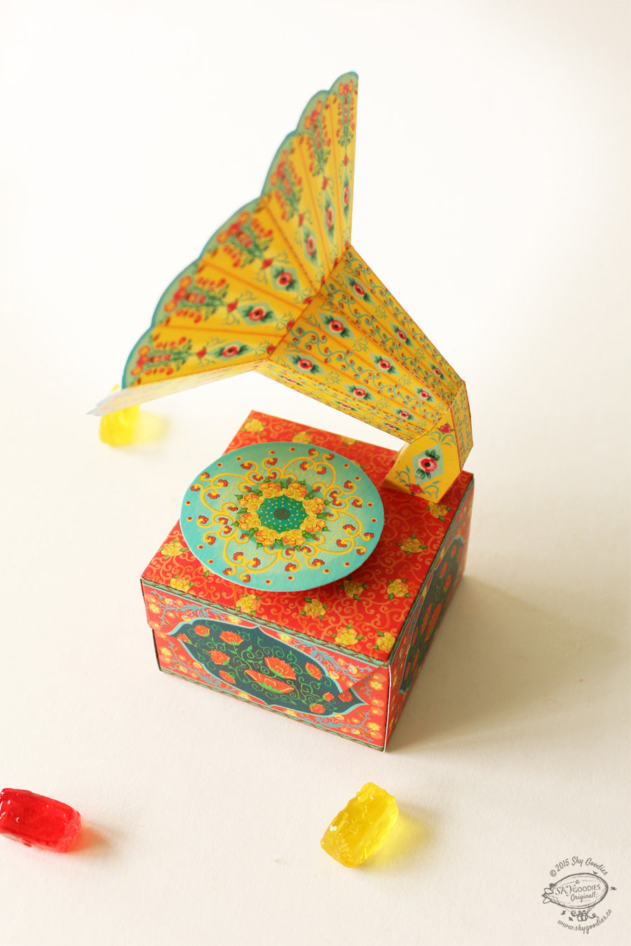 Colourful Mini Gramophone Box DIY Paper Craft Kit