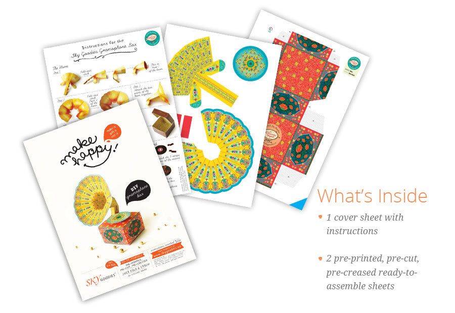 Colourful Mini Gramophone Box DIY Paper Craft Kit