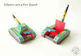 Colourful Army Paper Tank Pen Holder & Boxes - DIY Paper Craft Kit