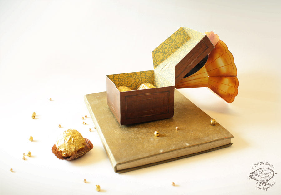 Realistic Mini Gramophone Box DIY Paper Craft Kit