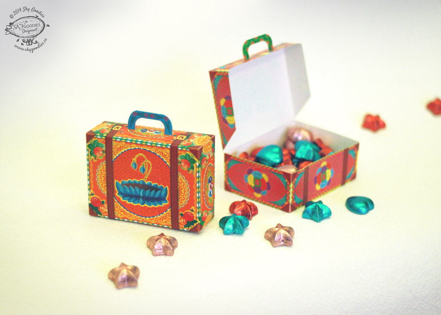 Colourful Orange Mini Suitcase Box DIY Paper Craft Kit