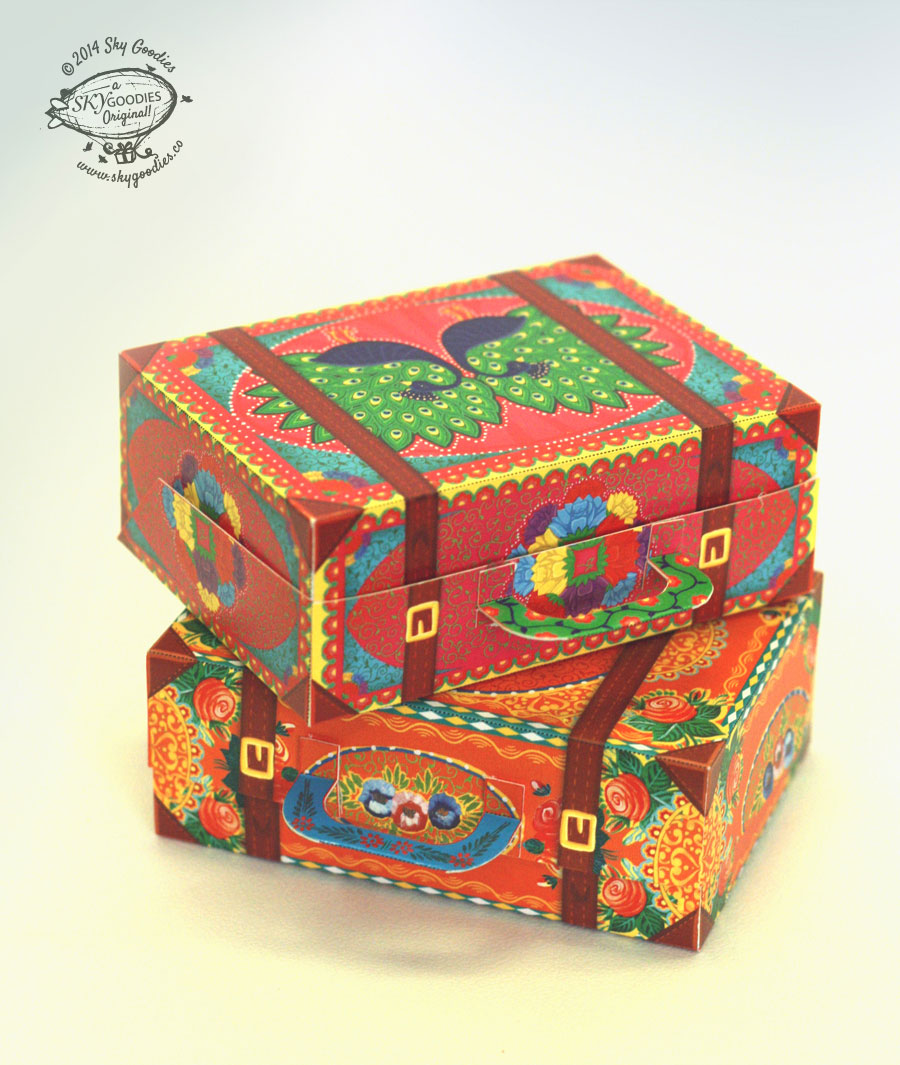 Colourful Orange Mini Suitcase Box DIY Paper Craft Kit