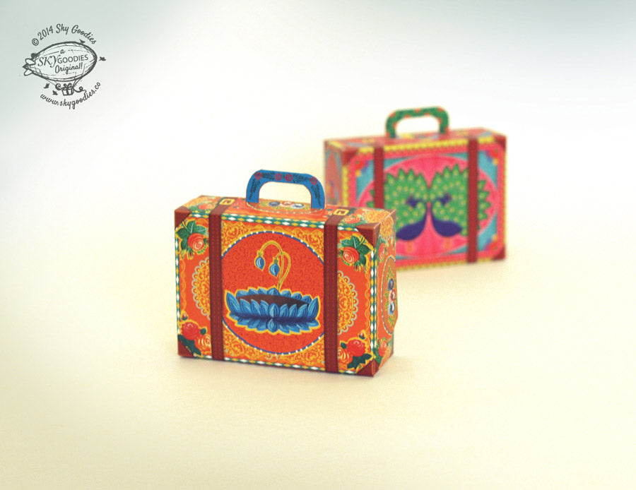Colourful Orange Mini Suitcase Box DIY Paper Craft Kit