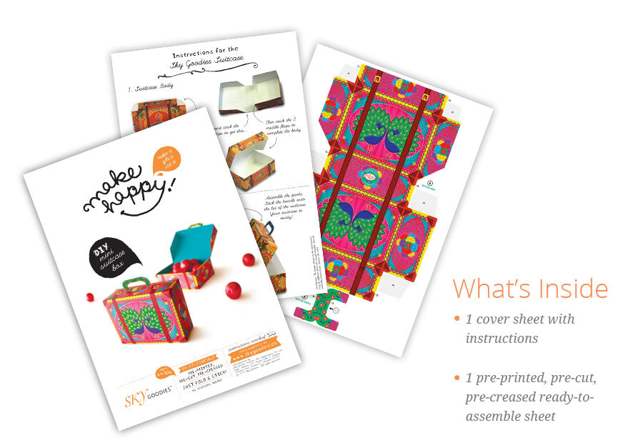 Colourful Pink Mini Suitcase Box DIY Paper Craft Kit